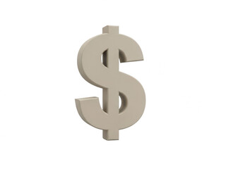 Obraz premium Three-dimensional dollar sign symbol in neutral color isolated on transparent background