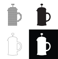 Obraz premium Collection of French press coffee makers in various styles and colors