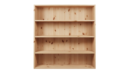 Display shelving made of natural wood in a simple design for storage and decoration