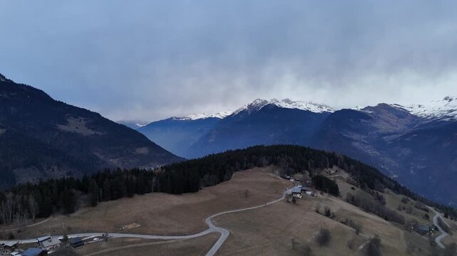Misty Winter Landscape in the Alps