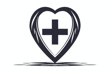 Obraz premium Heart Shape Medical Cross Symbol Icon Sign on White Background Health Logo
