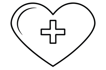 Obraz premium Heart Shape with Medical Cross Symbol on White Background Health Icon