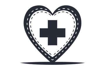 Obraz premium Heart Shaped Route with First Aid Sign on White Background Road Design