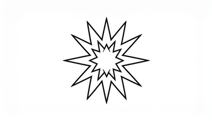 Black and white starburst explosion icon isolated on white background vector illustration