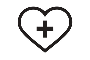 Fototapeta premium Isolated Heart Plus Sign Shape, Minimalist Design on White Background