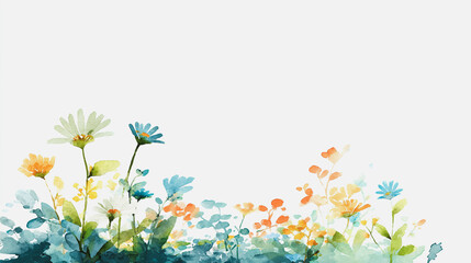 watercolor botanical Daisy flowers texture template background.Elegant wedding invitation card background . Minimal hand painted Design for wedding or Valentine's Day