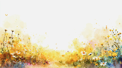 watercolor botanical Daisy flowers texture template background.Elegant wedding invitation card background . Minimal hand painted Design for wedding or Valentine's Day