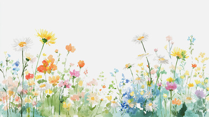 watercolor botanical Daisy flowers texture template background.Elegant wedding invitation card background . Minimal hand painted Design for wedding or Valentine's Day