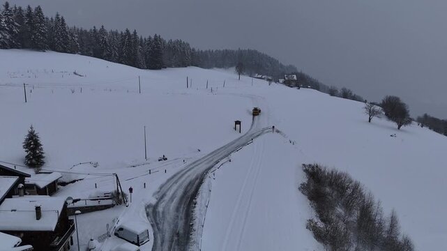 Misty Winter Landscape in the Alps
