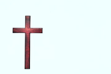 Wooden Brown Cross White Copy Space