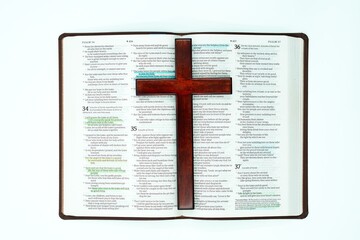 Wooden Cross Middle Of Open Bible