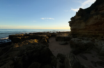 Fototapeta premium Rocky formation in AlgarSeco, Algarve region in south of Portugal.