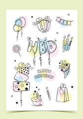 A set of simple linear stickers. A set fo hand-drawn stickers.