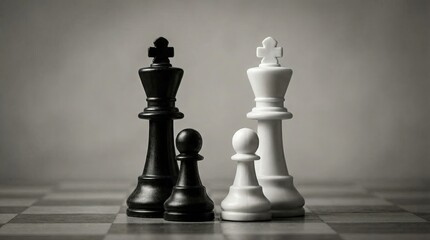 Black and White Pieces in Closeup, Artistic Composition, Indoor Setting