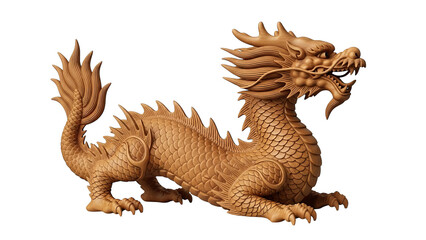 Traditional Wooden Chinese Dragon Sculpture On Black