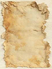 Fototapeta premium Texture of old manuscript paper shows uneven edges and a faded surface, ideal for art, design, or scholarly use in various projects.