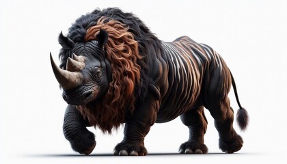 Whooly rhino on white background