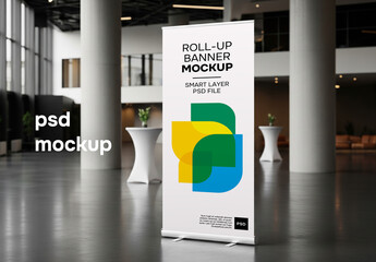 Rollbanner mockup at an event