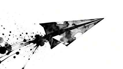 Ink drawing of a paper airplane.
