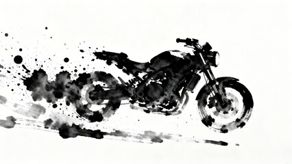 Ink drawing of a motorcycle.