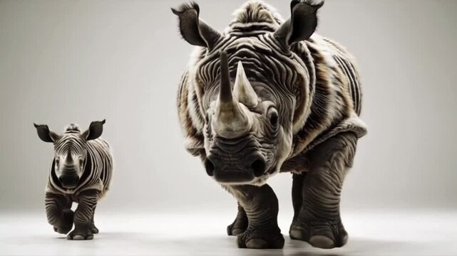 Wooly rhinoceros moving a little