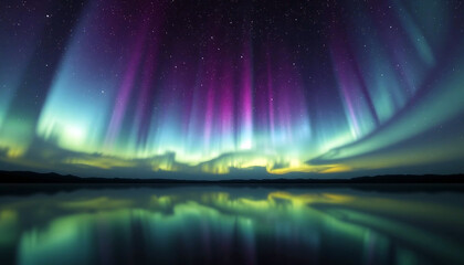 Northern lights. Night sky. Northern landscape