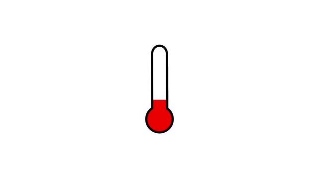 Temperature thermometer icon animation. Classic glass thermometer temperature increase and decrease on white background, thermometer cooling animation. 4k video