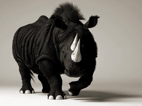 Wooly rhinoceros moving a little
