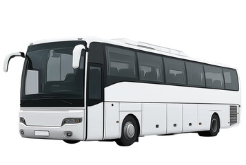 Stylized White Passenger Coach Bus transport transportation isolated on a transparent background