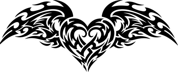 Obraz premium Flaming Heart Tattoo Design Set
