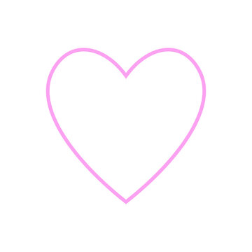 Minimal pink outline heart icon with soft curves and clean line style. Isolated on transparent background, suitable for Valentine&rsquo;s Day, wedding invitations, love messages, social media posts, and fem