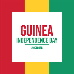 Guinea Independence Day poster vector illustration. Guinea flag square frame vector. Abstract Guinean flag symbol. Template for background, banner, card. 2 October. Important day