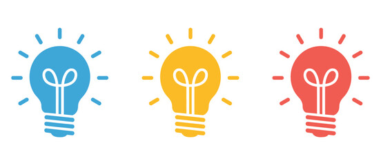 Light Bulb Icon on a White Background, Vector Graphic Featuring Idea, Innovation, Bright Concept, Creative Thinking, Energy Symbol, Education, Business, Web Design, Mobile Apps, UI UX, and Digital
