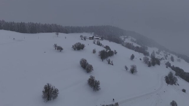 Misty Winter Landscape in the Alps