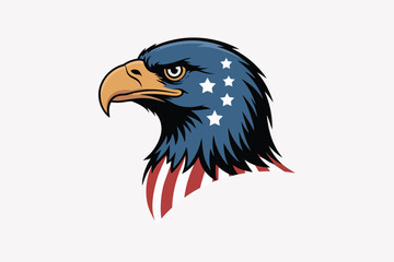 American Eagle Head with Stars and Stripes Design