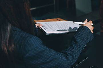 Consultation and conference of professional businesswoman and Male lawyers working and discussion having at law firm in office. Concepts of law, Judge gavel with scales of justice