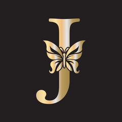 Butterfly Logo Combine With Letter J Vector Template