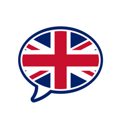 Obraz premium Speech bubble with united kingdom flag