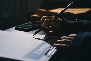 Consultation and conference of professional businesswoman and Male lawyers working and discussion having at law firm in office. Concepts of law, Judge gavel with scales of justice