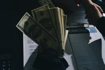 Consultation and conference of professional businesswoman and Male lawyers working and discussion having at law firm in office. Concepts of law, Judge gavel with scales of justice