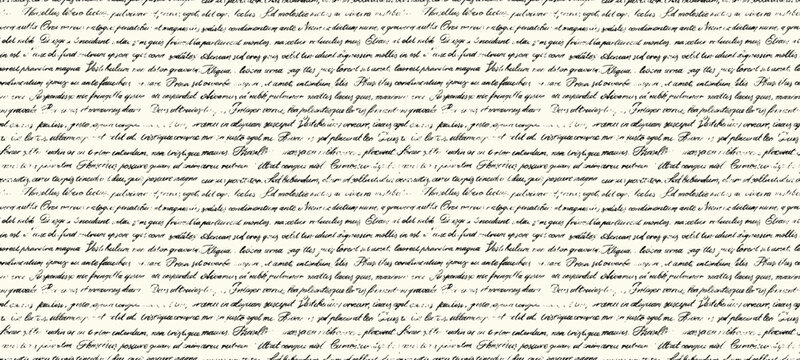 Seamless pattern Unreadable poetry text banner. Handwritten abstract text. Cursive english text written by a pen. Linear cursive lettering.  Horizontal banner with latin or english illegible words.