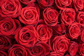 Natural fresh red roses flowers pattern wallpaper. top view