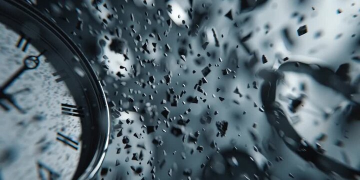 Ephemeral Time: A surreal composition of shattered clocks, evoking the fragility of time. A visual metaphor for moments passing, filled with introspection.