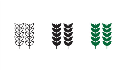 Farm wheat ears icon set, vector template. color editable on white background. eps 10
