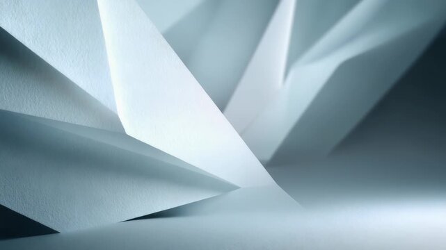 Dynamic arrangement of folded paper creates a visually striking abstract scene with depth and dimension. Perfect for backgrounds, presentations, and contemporary graphic design inspiration