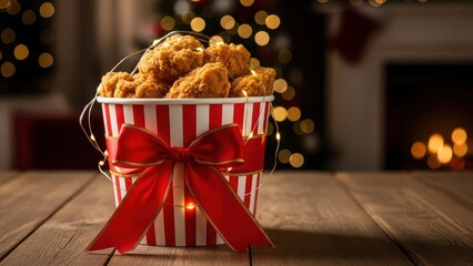 Holiday gift basket filled with popcorn