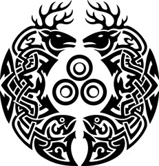 Tribal Flame Leaf Knot Symbol Vector