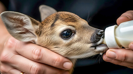 Young man holding different pets including a rabbit cat and dog