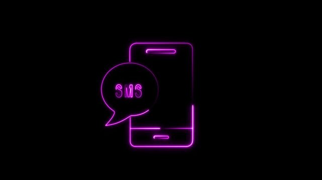 message box with question mark icon animation, box Glowing neon color message box animation icon conversation notice receive massage, Box Animation: Glowing Mail Inbox Icon on black background.