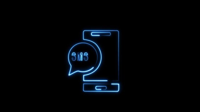 message box with question mark icon animation, box Glowing neon color message box animation icon conversation notice receive massage, Box Animation: Glowing Mail Inbox Icon on black background.